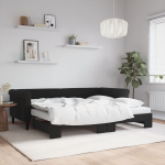Diivanvoodi v&auml;ljat&otilde;mmatava osaga, must, 90x200 cm, samet