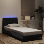Voodiraam led ilma madratsita hanko, must, 80x200 cm, samet