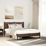 Metallist voodiraam ilma madratsita pruun tamm 137x190 cm