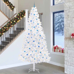 Tehisj&otilde;ulupuu koos 300 led-iga valge 300 cm pvc ja teras
