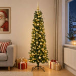 Kitsas kunstkuusk koos j&otilde;ulukuulidega 210 cm 300 led-i
