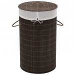 Bambusest &uuml;mmargune pesukorv, tumepruun