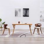 S&ouml;&ouml;gitoolid 2 tk, kreemjasvalge, painutatud puit ja kunstnahk