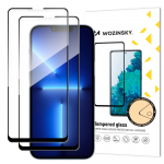 Wozinsky Set of 2x Super Durable Full Glue Tempered Glass for the Entire Screen with Frame Case Friendly iPhone 16e, iPhone 14, iPhone 13 Pro / iPhone 13 Black
