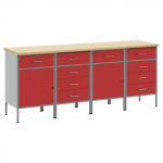 T&ouml;&ouml;kapp sahtliga lukuga 4 pcs punane ja hall 200 x 55 x 85 cm