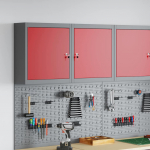 T&ouml;&ouml;riistakapp riiuliga lukuga punane ja hall 50 x 20 x 55 cm