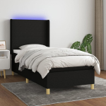 Kontinentaalvoodi madrats ja led, must, 80x200 cm, kangas