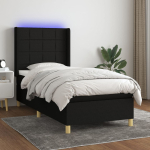 Kontinentaalvoodi madrats ja led, must, 80x200 cm, kangas