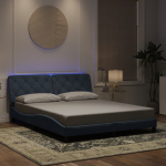 Voodiraam led-iga ilma madratsita, tumehall, 160x200 cm, samet
