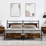 Metallist voodiraam ilma madratsita suitsutatud tamm 200x200 cm
