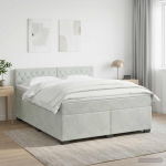 Vedruvoodi madratsiga peaga helehall 140 x 200 cm samet