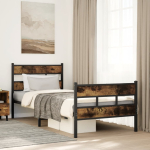 Metallist voodiraam ilma madratsita suitsutatud tamm 90x200 cm