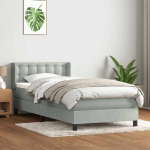 Box vedruvoodi madratsiga helehall 80x210 cm samet