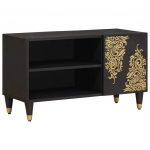 Telerikapp riiuliga uksega must 80 x 33 x 46 cm tugev mango puu