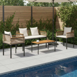 V&auml;lis m&ouml;&ouml;bli komplekt padjaga 4 pcs bež ja koorevalge pe rattan