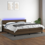 Kontinentaalvoodi madrats ja led, tumepruun, 200x200 cm, kangas