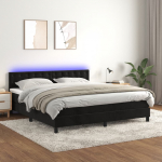 Kontinentaalvoodi madrats ja led, must, 180x200 cm, samet