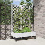 Aia istutuskast trellise ja ratastega valge 80 x 40 x 131,5 cm