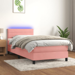 Kontinentaalvoodi madrats, led, roosa, 80x200 cm, samet