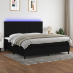 Kontinentaalvoodi madrats ja led, must, 200x200 cm, kangas
