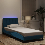 Voodiraam led ilma madratsita hanko, sinine, 80 x 200 cm, samet