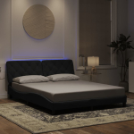 Voodiraam led-iga ilma madratsita, must, 160 x 200 cm, samet