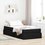 Voodi hoiukohaga ja madratsiga must 90 x 190 cm pol&uuml;ester