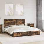 Laos voodi sahtliga suitsetatud tamm 180 x 200 cm tehispuit