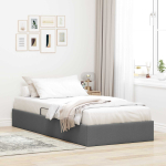 Ottomani voodiraam ladustamisega tumehall 90 x 200 cm kangas