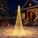 Led j&otilde;ulupuu 285 cm 1550 led-i soe valge teras must