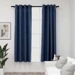 Linase v&auml;limusega pimendavad kardinad 2 tk sinine 140 x 175 cm