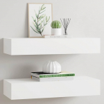 Sahtlitega seinariiulid, 2 tk, valge, 60x23,5x10 cm mdf