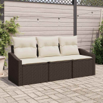 Diivanikomplekt padjaga 3 pcs pruun pol&uuml;rotang