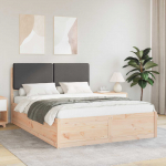 Voodiraam pehme peatoega peaga tumehall 150 x 200 cm tahke m&auml;nd
