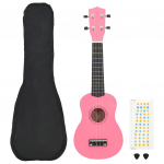 Sopran ukulele komplekt kotiga lastele roosa 21"