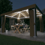 Varikatus, kardin, led-n&ouml;&ouml;rvalgusti 4x3 m pruunikas