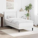 Voodi raam led-ribadega peaga valge 90 x 190 cm kunstnahk