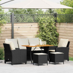 6-osaline aiadiivanikomplekt patjadega, must pol&uuml;rotang