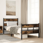 Metallist voodiraam ilma madratsita suitsutatud tamm 100x200 cm