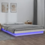Voodiraam led-iga, valge, 160 x 200 cm, m&auml;nnipuit