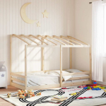 Lastevoodi koos katusega, valge, 80 x 200 cm, m&auml;nnipuit