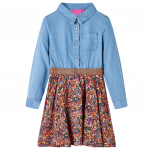 Pikkade varrukatega laste kleit, teksasinine, 104