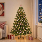 Kunstkuusk koos j&otilde;ulukuuliga 240 cm 300 led-i soe valge