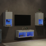 4-osaline telerikappide komplekt led-tuledega, valge
