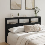 Voodipeatsi kapp led-tuledega, must, 180 x 17 x 102 cm