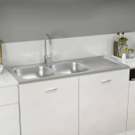 Valamu kahe kraanikausiga h&otilde;be 1200x500x155 mm roostevaba teras