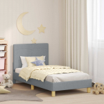 Laste voodiraam peatoega peaga helehall 80 x 160 cm kangas