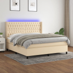 Kontinentaalvoodi madrats ja led, kreemjas, 180x200 cm, kangas