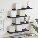 Seinariiul riiuliga ladustamisega 4 pcs must 60 x 18 x 2,5 cm