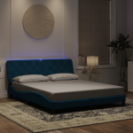 Voodiraam led-iga ilma madratsita, sinine, 160 x 200 cm, samet